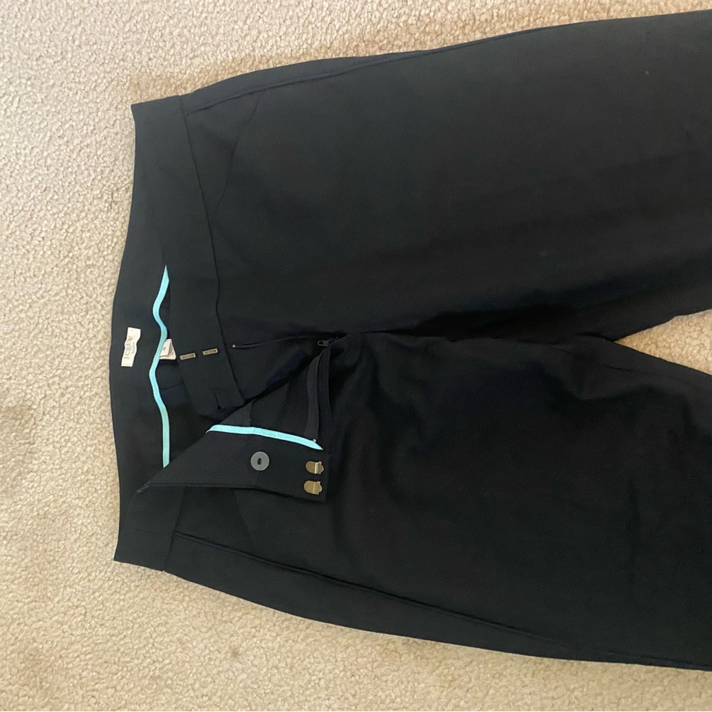 Jcrew Black Work Slacks Wool Blend With Blue Trim - image 1
